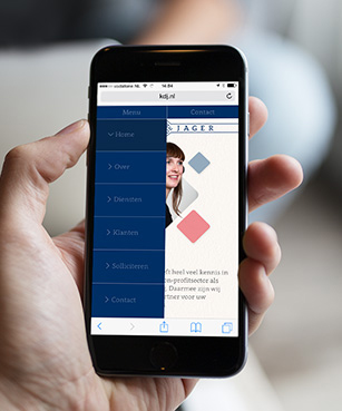 De nieuwe website op smartphone