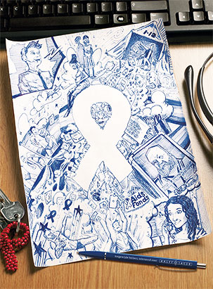 Vakbladadvertentie, ontworpen door Reclamebureau Gedachtegoed met voorbeeldcase: Aidsfonds.