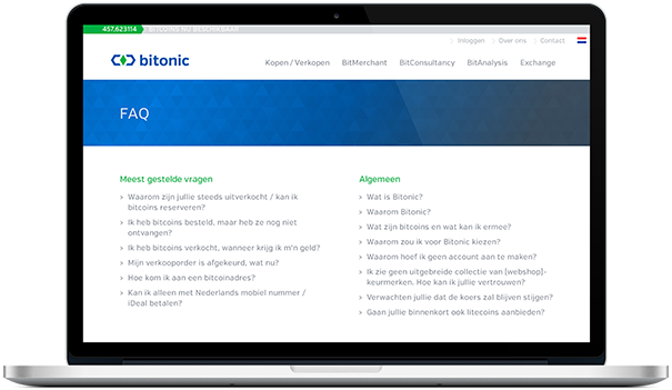 De nieuwe website van Bitonic, hier te zien op een laptop (Mac). Webdesign en webdevelopment door Reclamebureau Gedachtegoed.