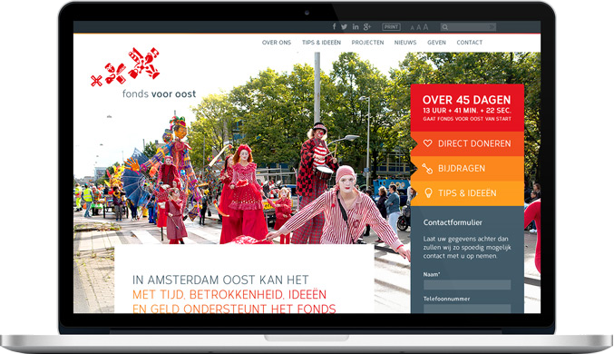 De responsive website informeert en verwerkt ook donaties.