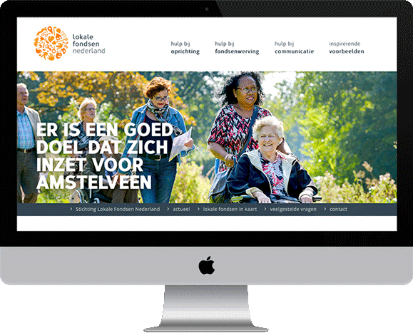 De nieuwe website van Lokale Fondsen Nederland, ontworpen en ontwikkeld door Gedachtegoed