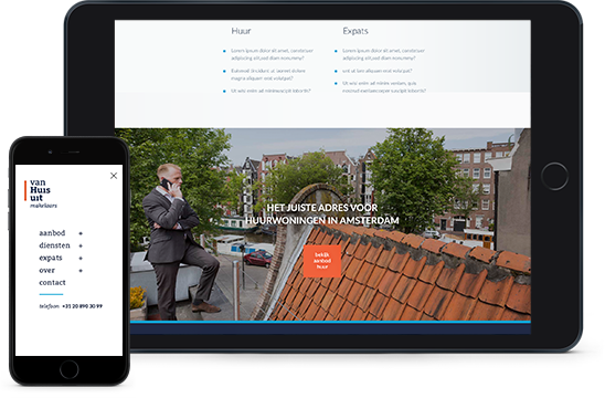 Op smartphones en tablets functioneert de website perfect